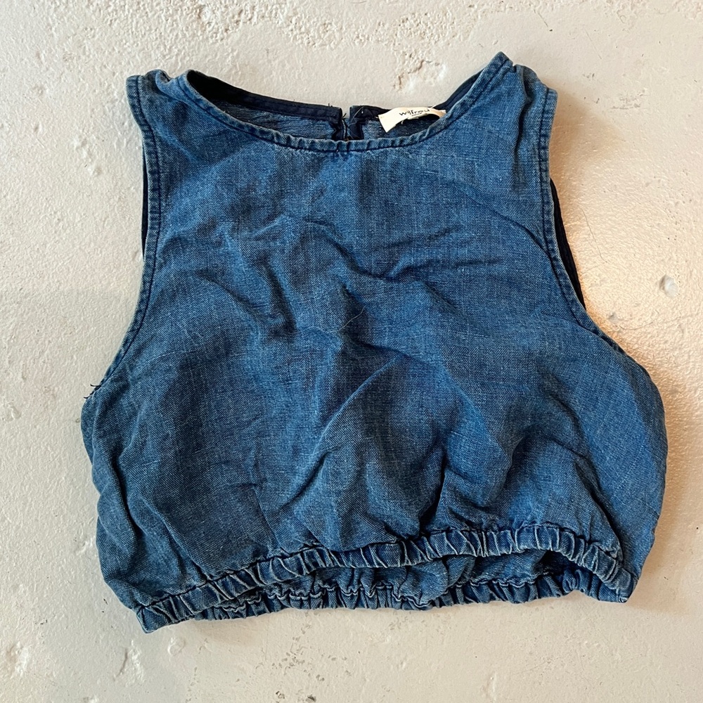 Aritzia Wilfred denim crop top